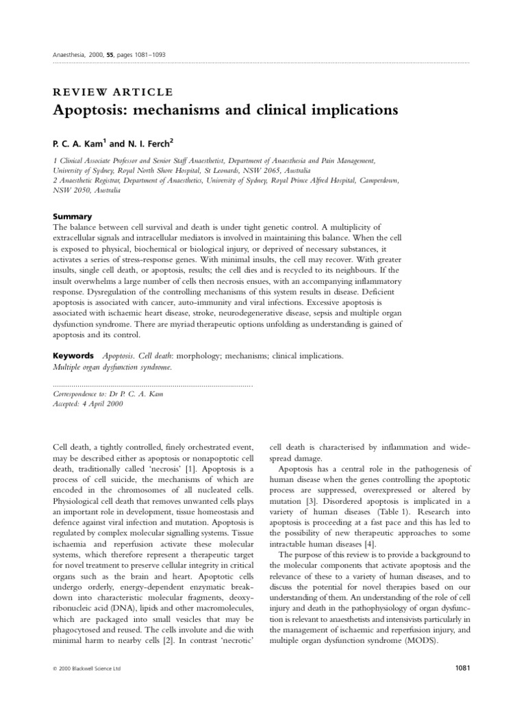 Apoptosis: Mechanisms & Clinical Impact | PDF | Apoptosis | Bcl 2