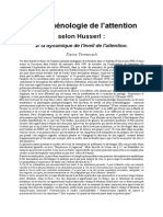 Phénoménologie de l'Attention Selon Husserl