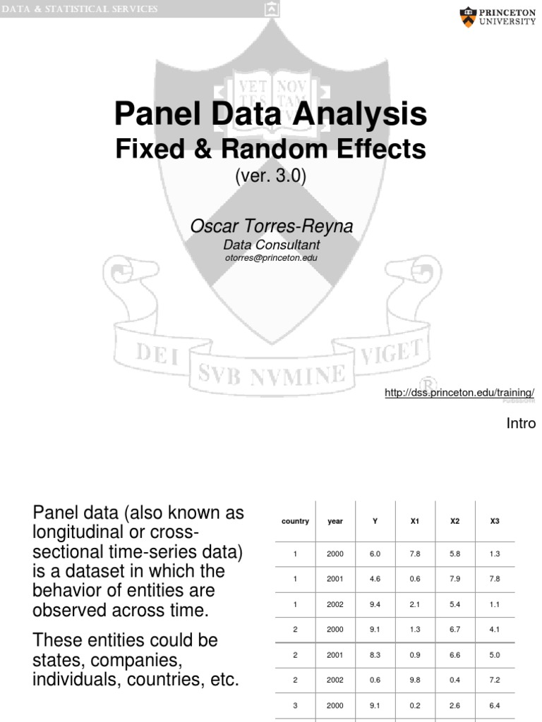 Panel Data Analysis | PDF | Fixed Effects Model | Dummy Variable ...