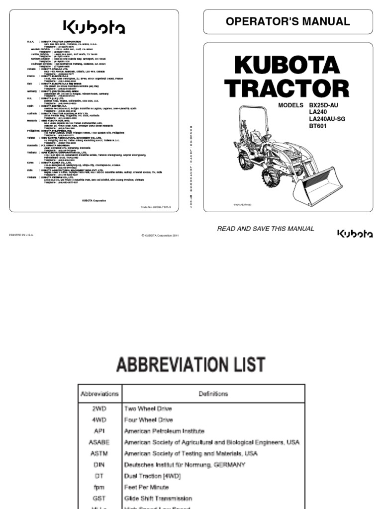 Kubota Bx25Bt601 Backhoe PDF