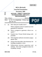 MCA (Revised) Term-End Examination December, 2009 Mcs-024: Object Oriented Technologies and Java Programming