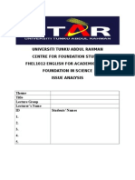 Universiti Tunku Abdul Rahman Centre For Foundation Studies Fhel1012 English For Academic Study Foundation in Science Issue Analysis