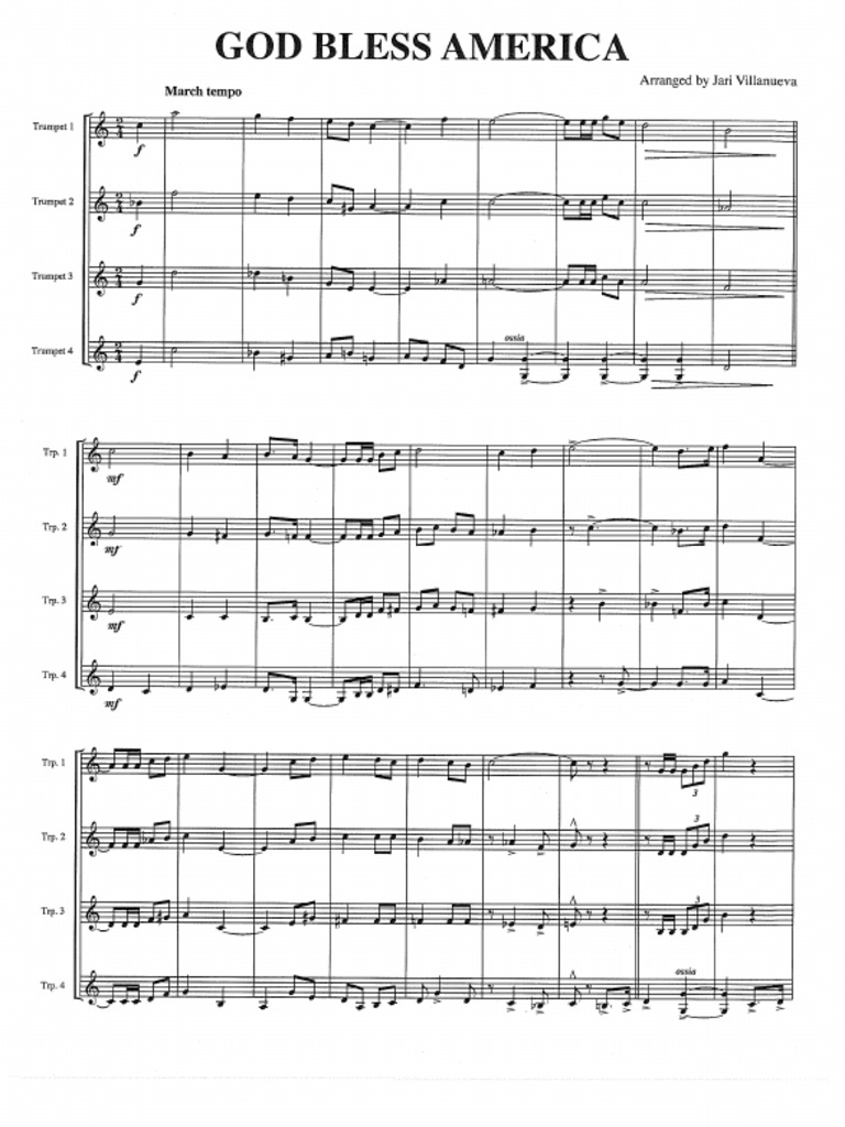 God Bless America Trumpet Ens PDF