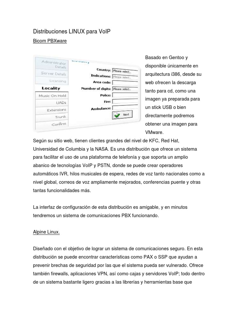 Distribuciones Linux para VoIP | PDF | Distribución de Linux | Voz sobre IP