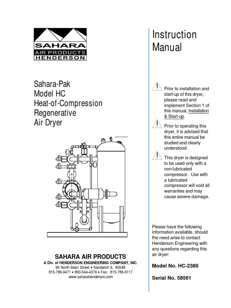 HC-2380 - Air Dryer Instruction Manual | PDF | Valve | Clothes Dryer