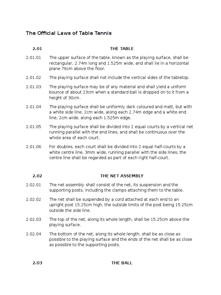 The Official Laws of Table Tennis PDF Table Tennis Athletic Sports