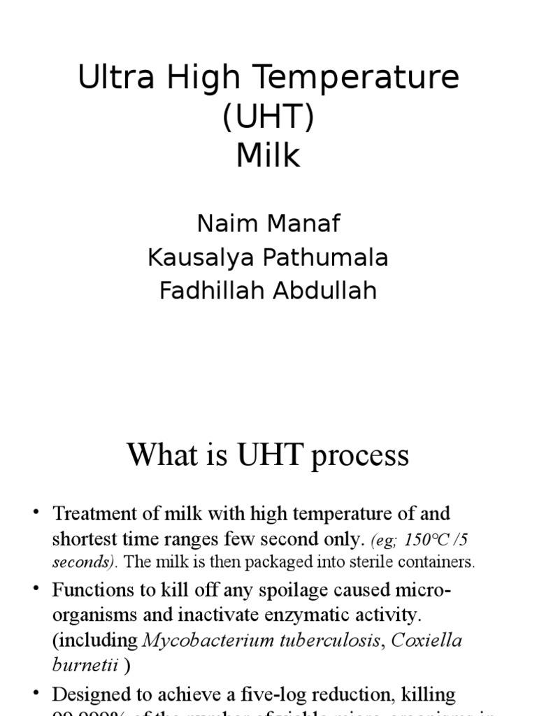 UHT Milk Processing Overview | PDF