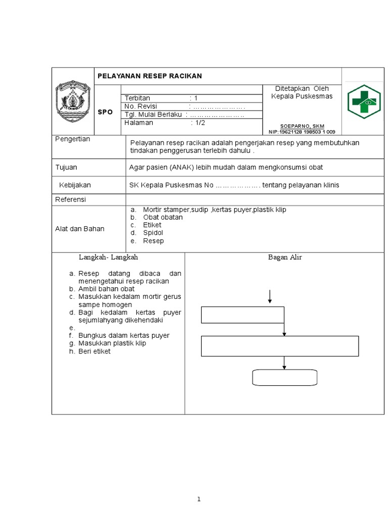 Prosedur Pelayanan Resep Racikan Obat | PDF