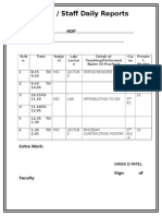 Faculty / Staff Daily Reports: Name of Faculty: HDP Department: EC