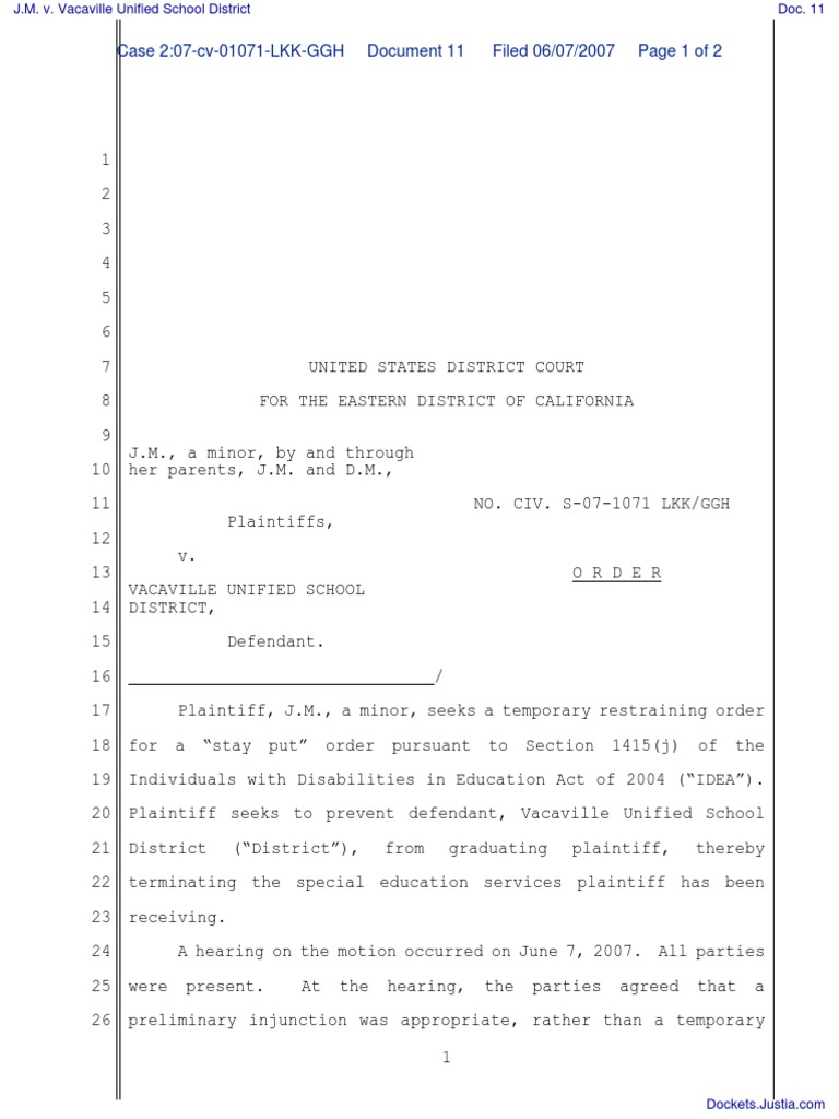 Preliminary Injunction in IDEA Case | PDF | Injunction | Restraining Order