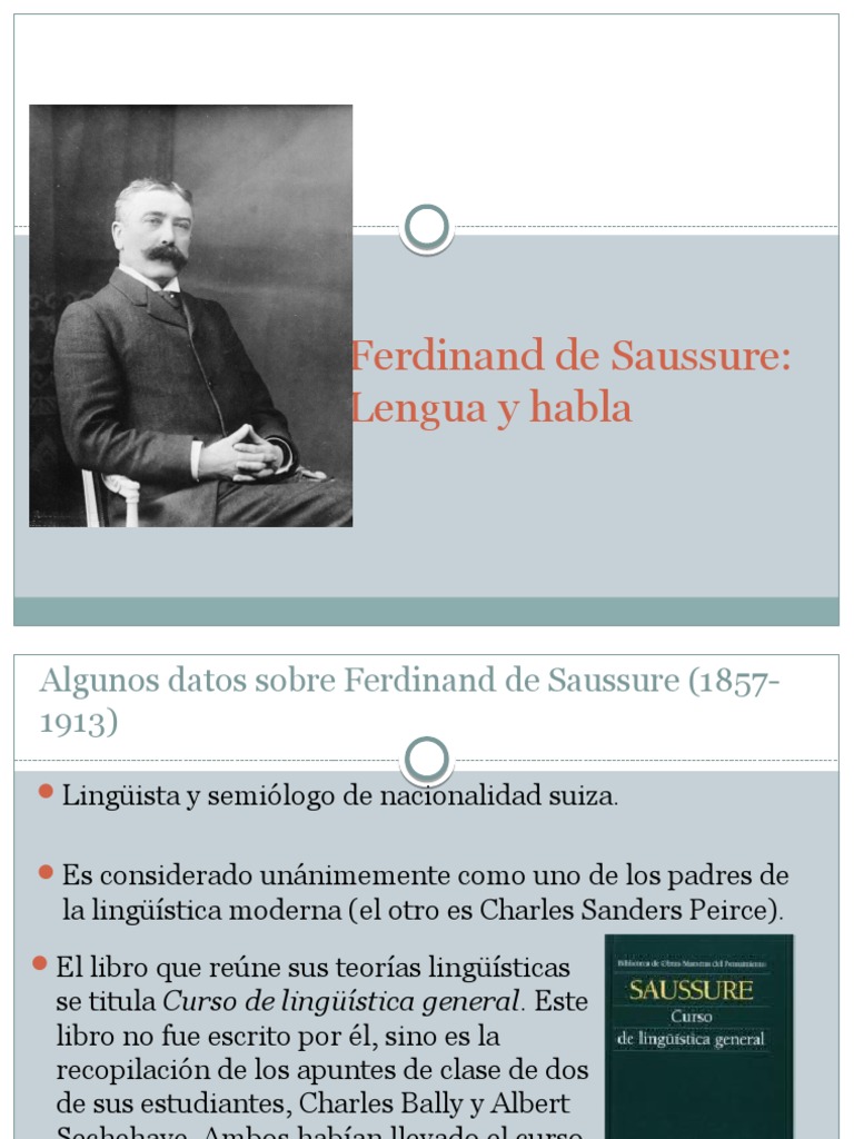Ferdinand De Saussure Lengua Y Habla