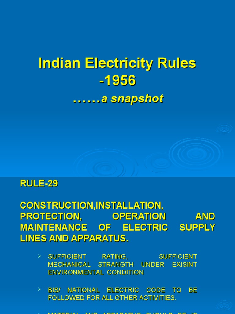 Indian Electricity Rules Snapshot PDF Electrical Substation
