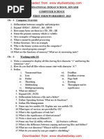 CBSE Class 11 Computer Science Question Paper SA1 2013