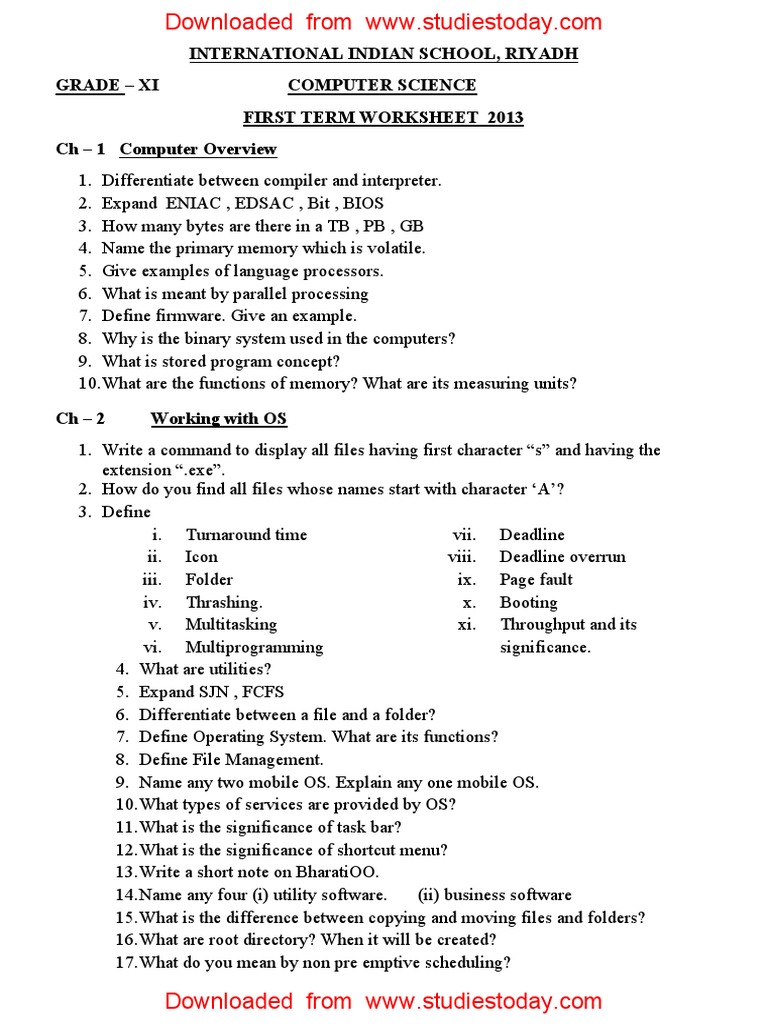 problem solving class 11 computer science pdf