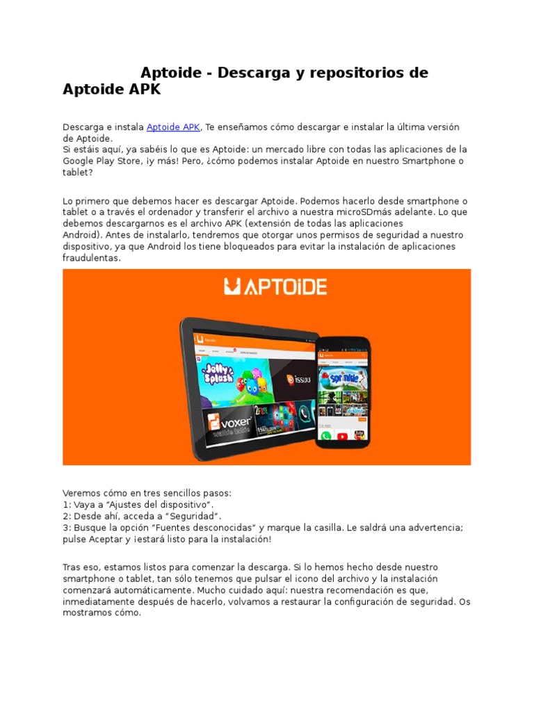 Guía de Instalación de Aptoide APK | PDF | Google Play | Android ...