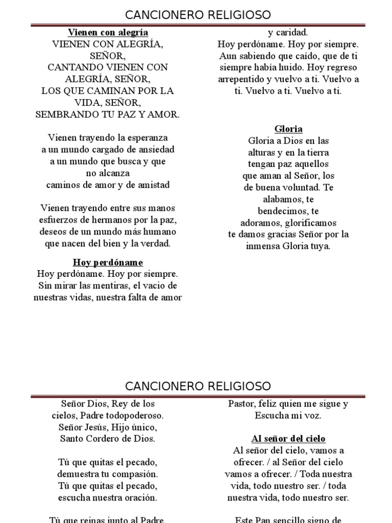 Cancionero religioso: Una colección de himnos y canciones cristianas ...