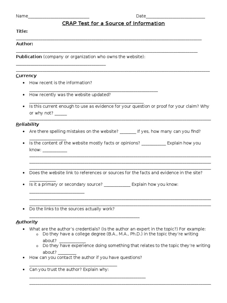 Crap Test For Sources PDF
