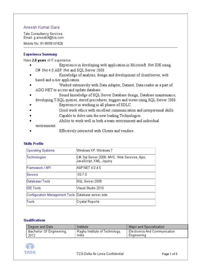 Gara Net Developer Profile | PDF | Microsoft Sql Server | J Query