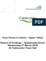 Upper Calder Valley Vanguard Stakeholder Event 4th March 2015-Report