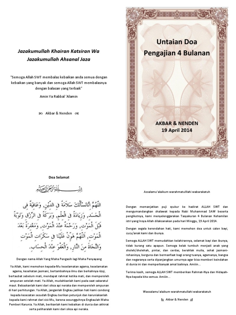 Doa 4 Bulan Kehamilan Pdf - Dakwah Islami
