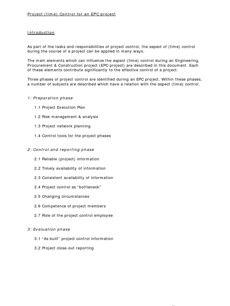 EPC Project Time Control Guide | PDF | Risk Management | Risk