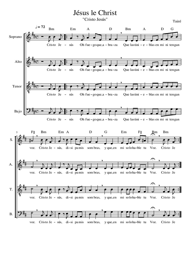 PARTITURA TAIZÉ Jésu Le Christ