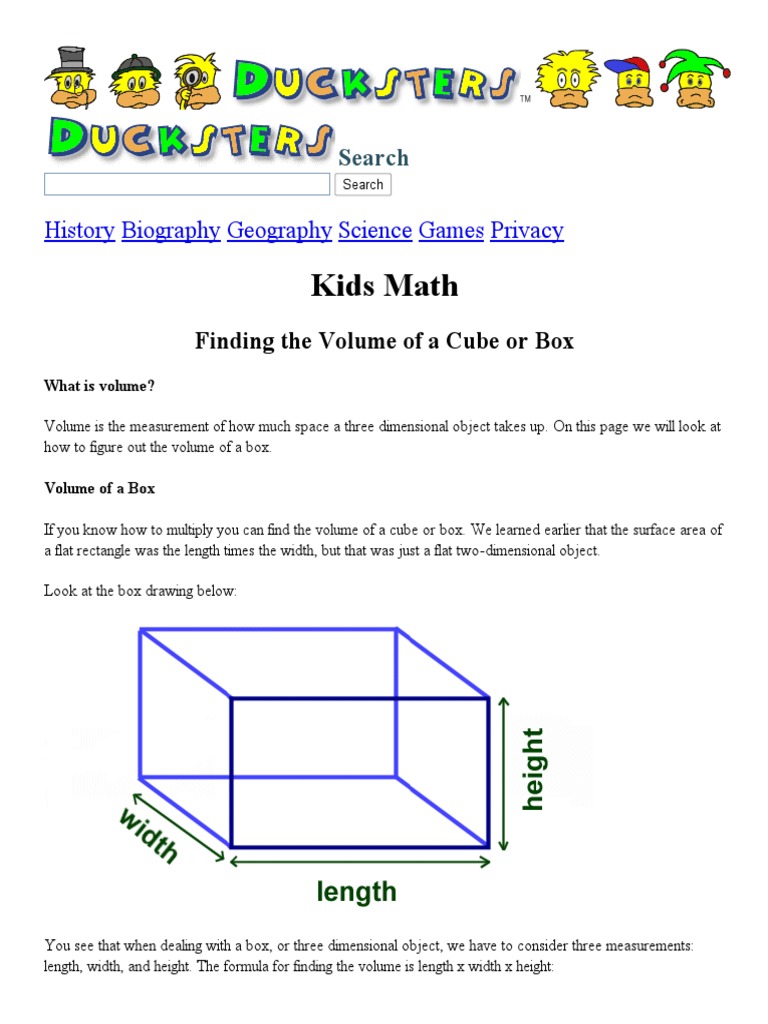 Kids Math_ Finding the Volume of a Cube or Box | Volume | Area | Free