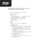 Data Structures, Sample Test Questions For The Material After Test 2, With Answers