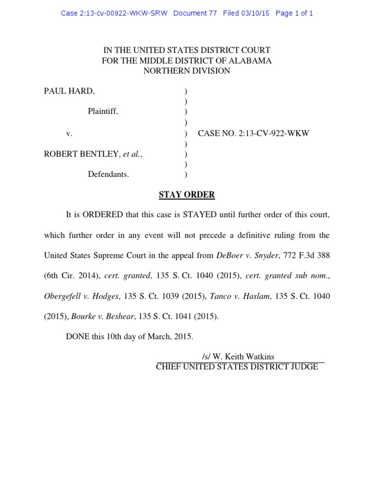 15 03 10 Order Staying Case Until Disposition of Supreme Court Cases ...