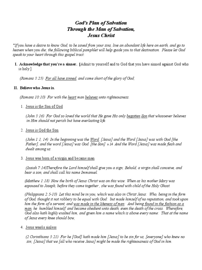 God's Plan of Salvation Through The Man of Salvation, Jesus Christ ...
