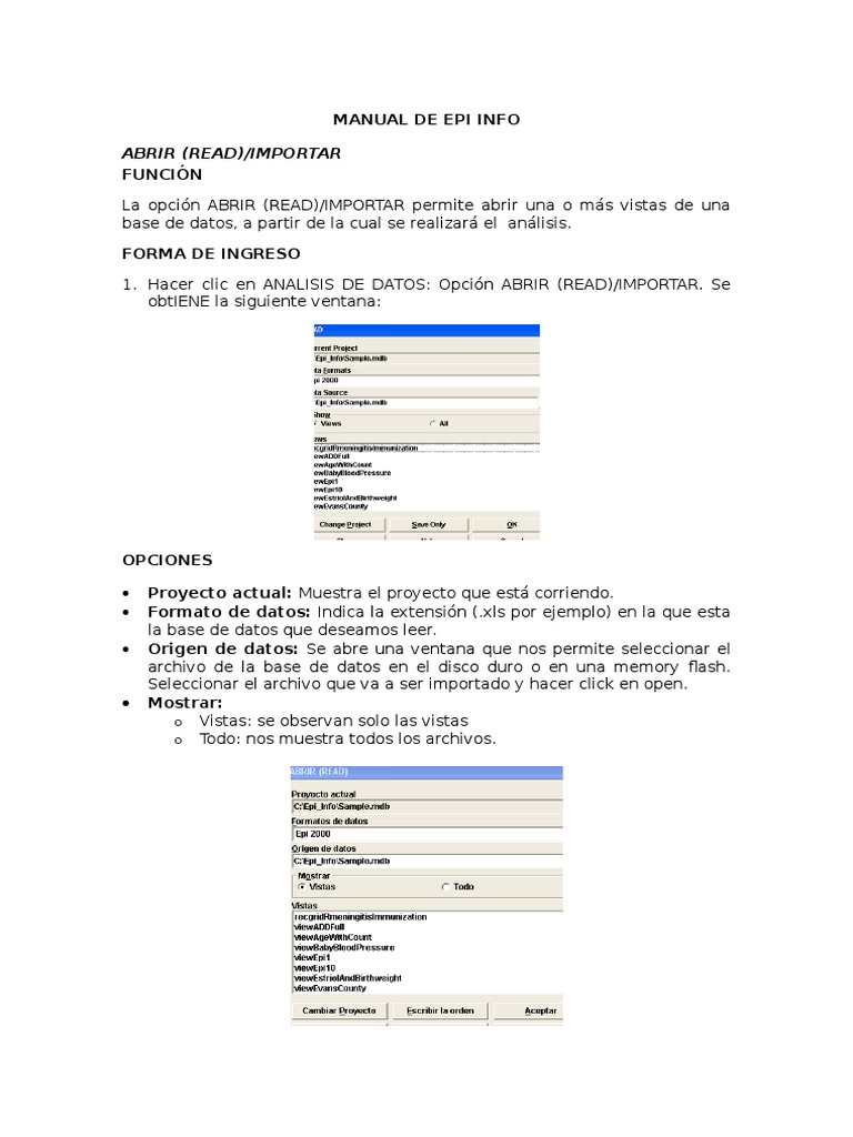 Manual de Epi Info | PDF | Tabla (base de datos) | Fórmula