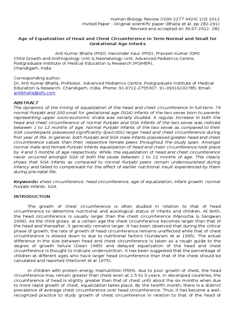 Chest Circumference Infants Sex Differences In Humans