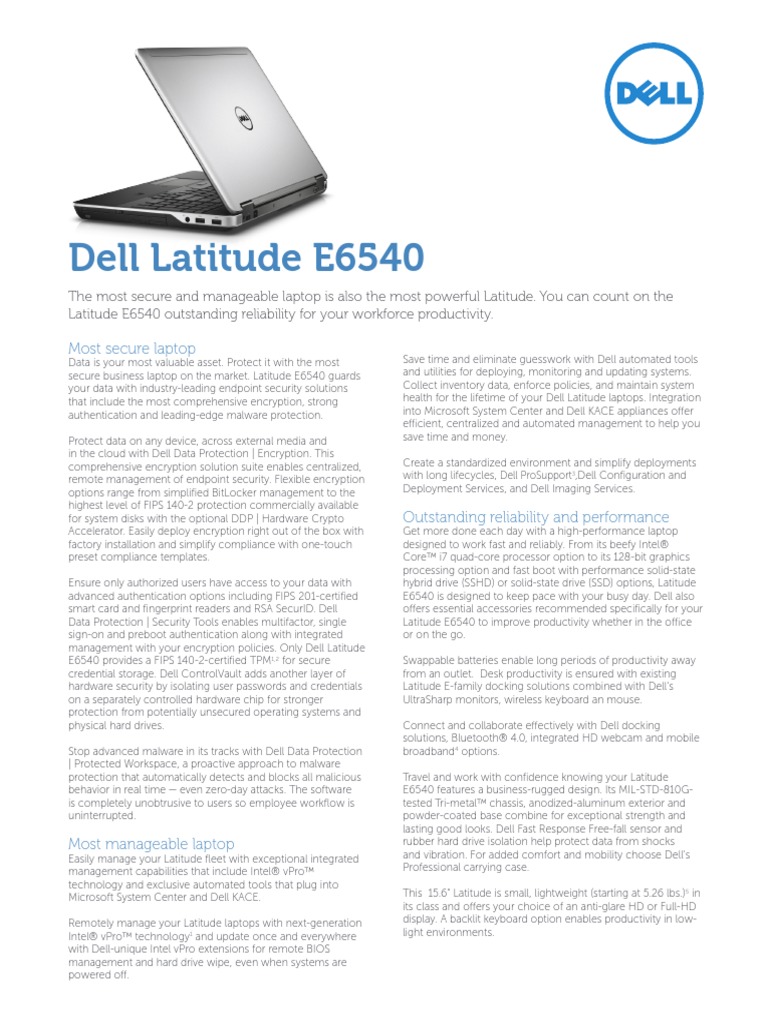 DellLatitude E6540 Spec Sheet Fina V2 G13001058 Download Free PDF