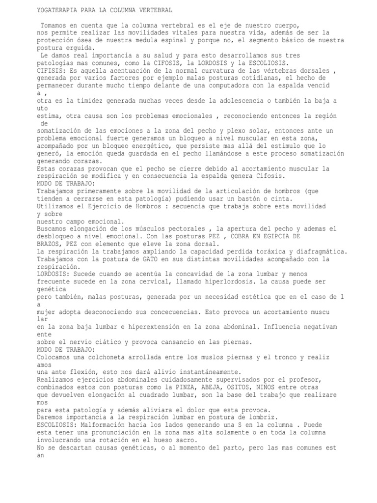 Yogaterapia para la Espalda Sana | PDF | La columna vertebral | Escoliosis