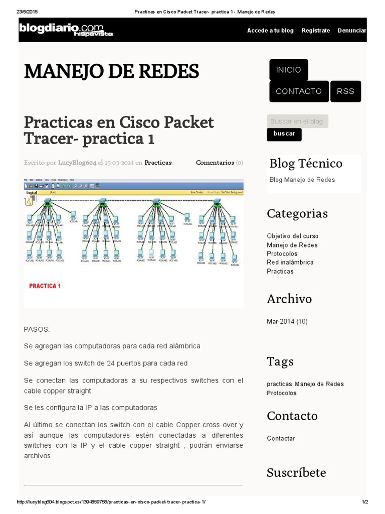 Práctica 1 en Cisco Packet Tracer | PDF | Conmutador de red | Red de ...