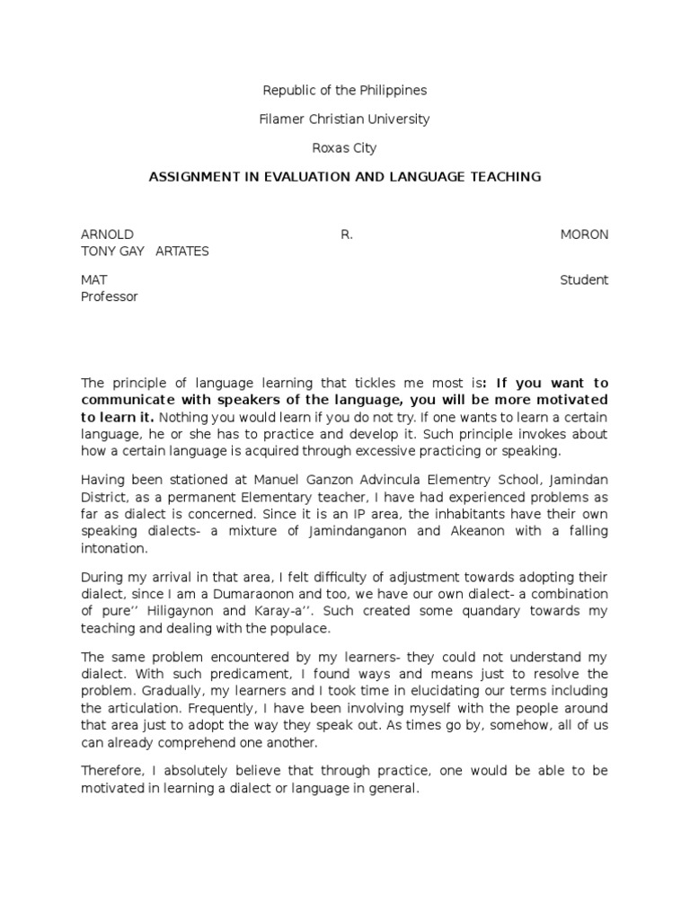 Assignment in Evaluation and Language Teaching | PDF