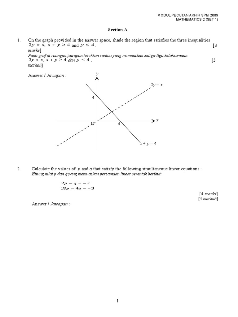 SPM 2009 Mathematics 2 Module | PDF
