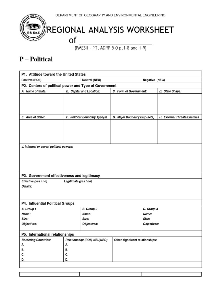 PMESII-PT Regional Analysis Template | PDF | Norm (Social) | Military