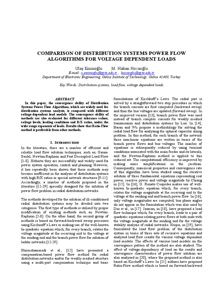 Power Flow Algorithms for Voltage Loads | PDF | Electricity ...