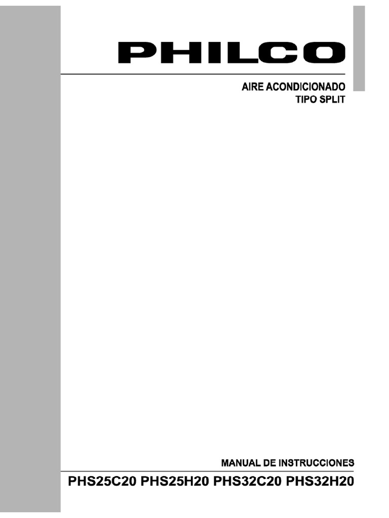 Manual Split Philco Phs25 32c H20 Pdf