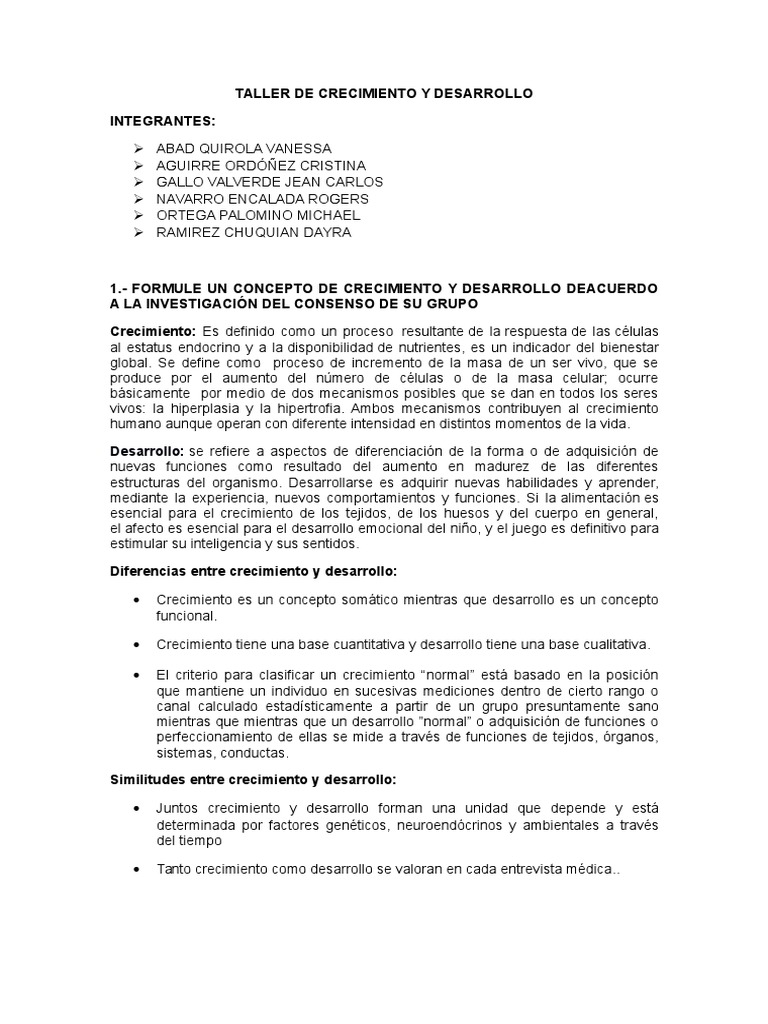Taller de Crecimiento y Desarrollo | Descargar gratis PDF | Pubertad ...