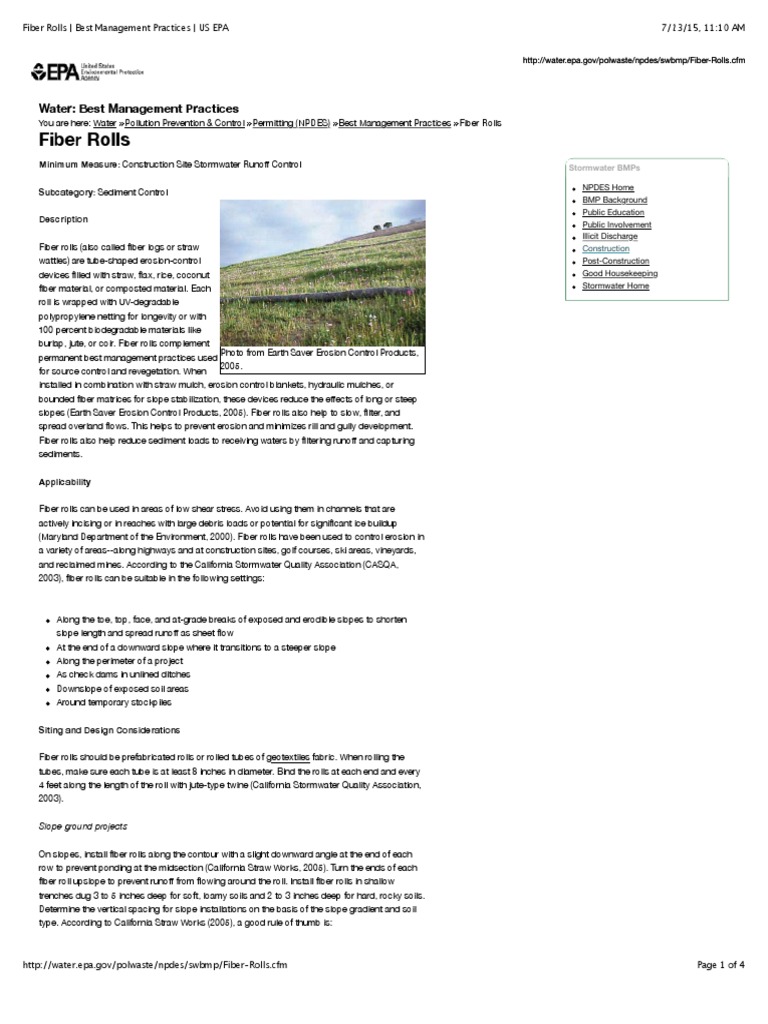 Best Practices for Fiber Rolls in Erosion Control | PDF | Surface ...