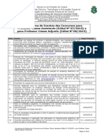 Cronograma de Eventos Dos Concursos para Professor Classe Assistente (Edital N 07/2015) e para Professor Classe Adjunto (Edital N 08/2015)