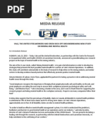 USW Vale CROSH Mental Health Study - News Release