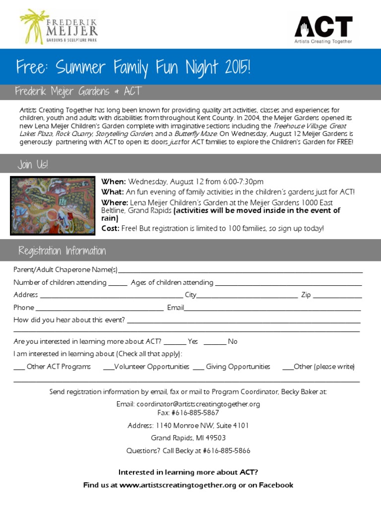 2015 FMG Family Fun Night Registration | PDF | Wellness