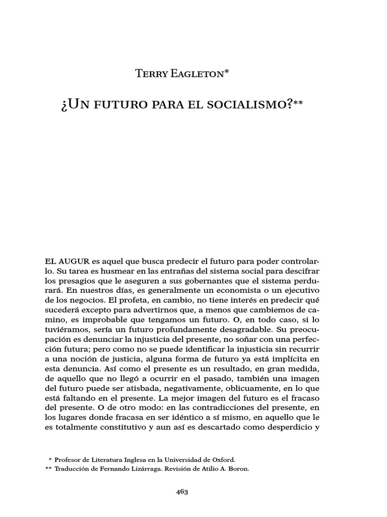 EAGLETON, Terry, Un Futuro para El Socialismo | PDF | marxismo ...
