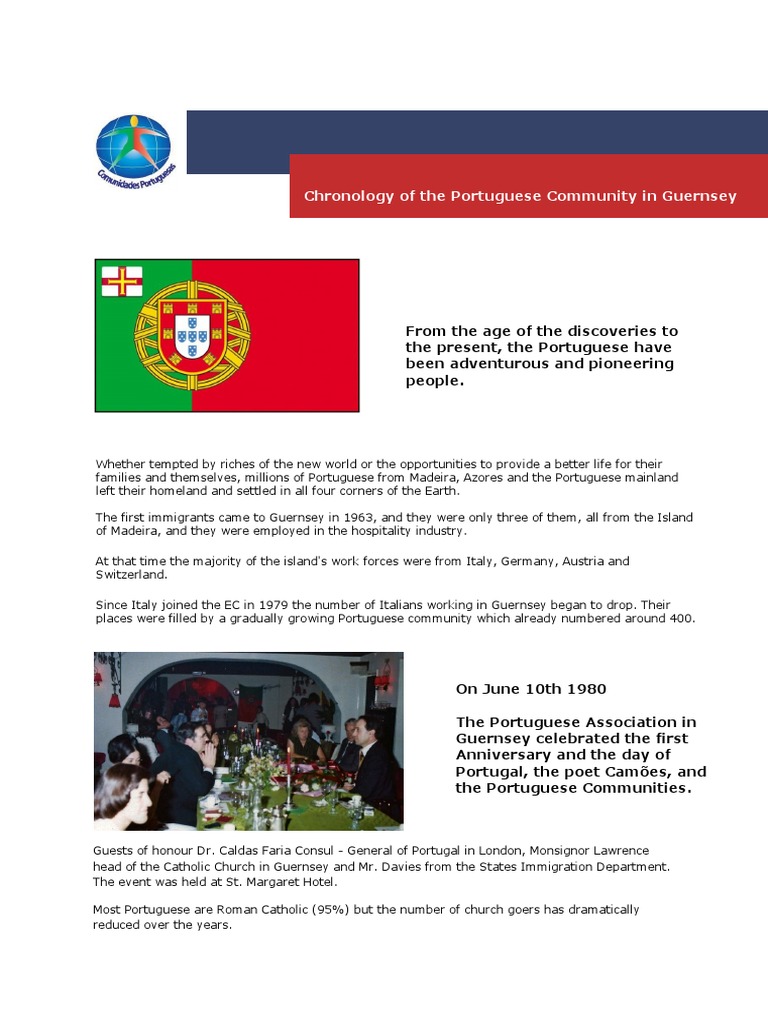 Chronology of The Portuguese Community in Guernsey PDF Jersey Portugal