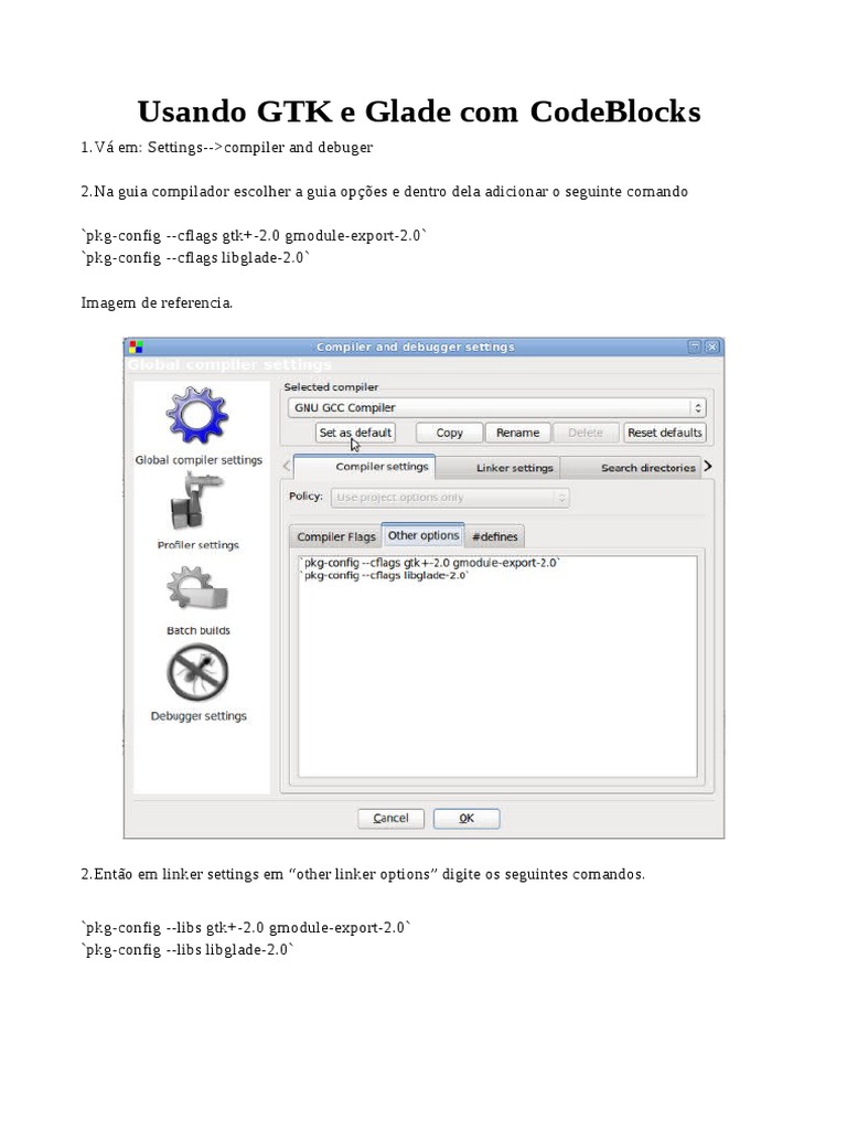 Integrando GTK e Glade no CodeBlocks | PDF