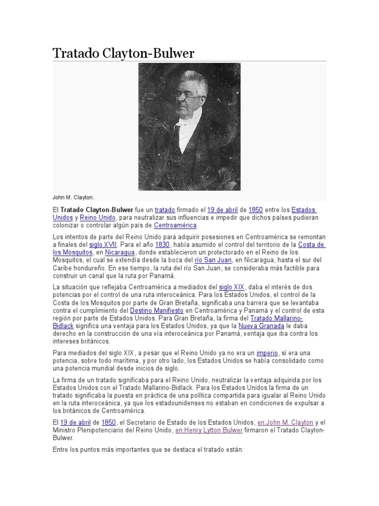 Consecuencias del Tratado Clayton-Bulwer | PDF | Relaciones ...