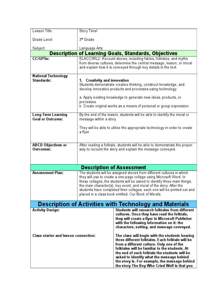 Folktales and Morals: A Lesson Plan | PDF | Folklore | Fable